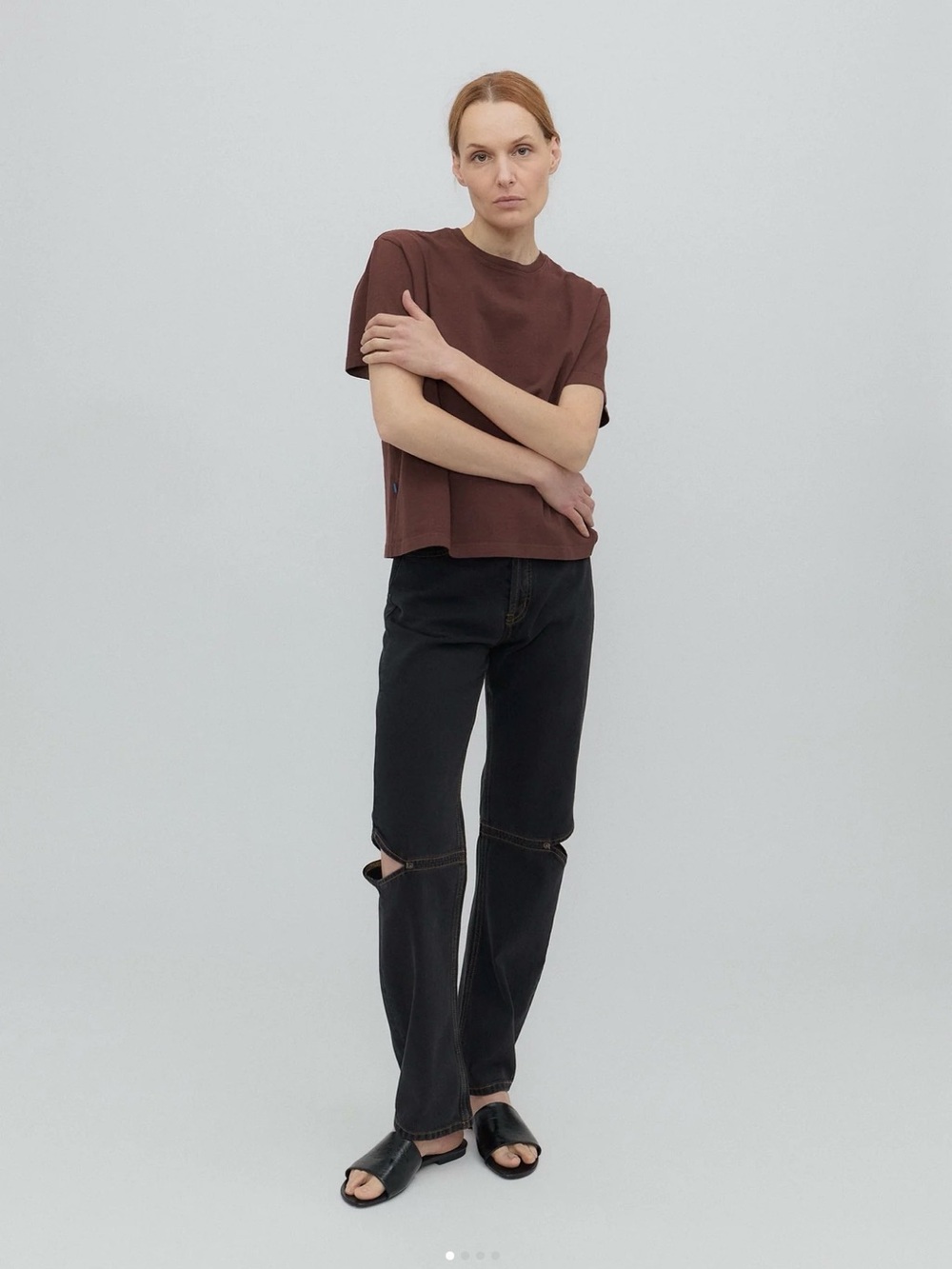 Still Here Straight-Leg Cutout Cowgirl Jeans in Washed Black, Size 26